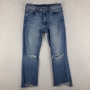 MOTHER Blue Distressed Ankle Jeans